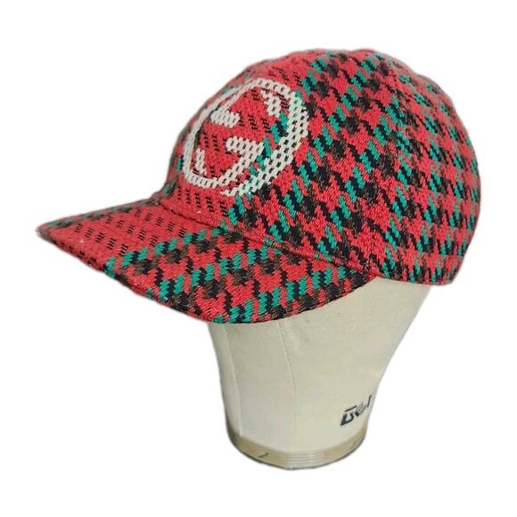 Gucci soho red green houndstooth tweed Baseball cap - 640869 size L-59cm - Picture 1 of 12